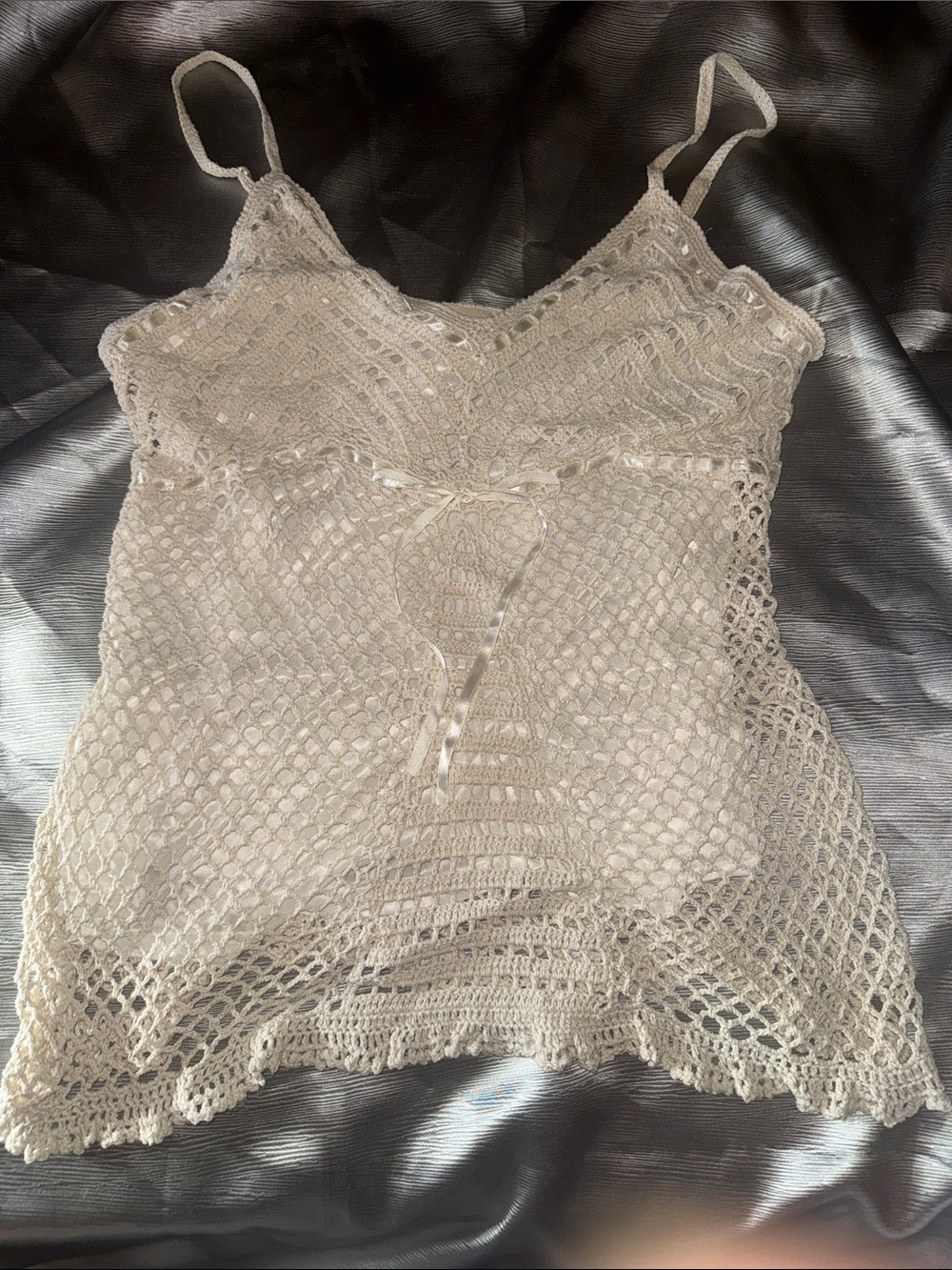 Faded Glory Lace Crochet Camisole Tank Top - Cream